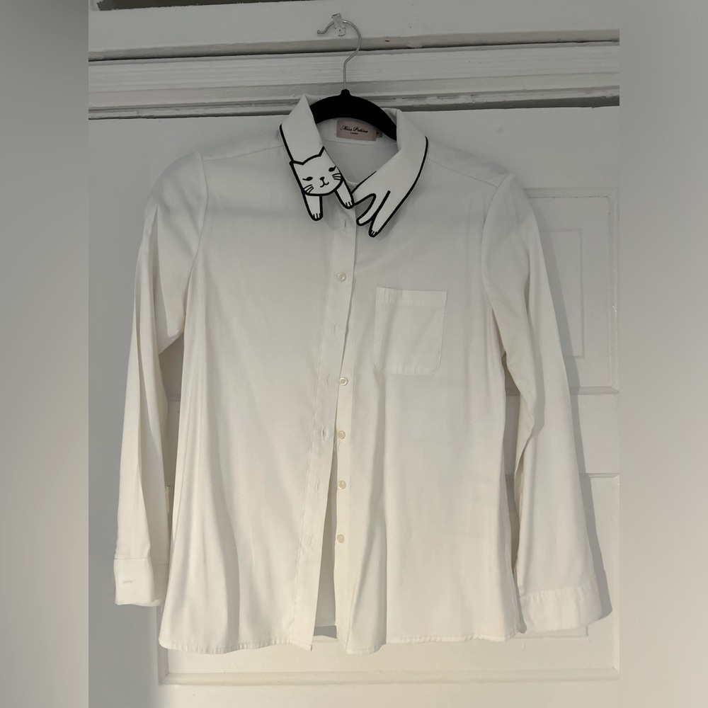 Cat Collar Button-Down Shirt